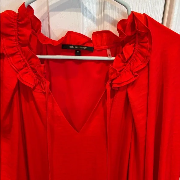 Kobi Halperin Torrence Tiered Midi-Dress Midi Dress Long Balloon Sleeves Ruffles - Picture 4 of 13